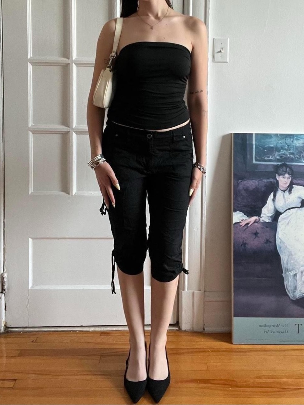 Size 8 Black Capri Cargo Pants